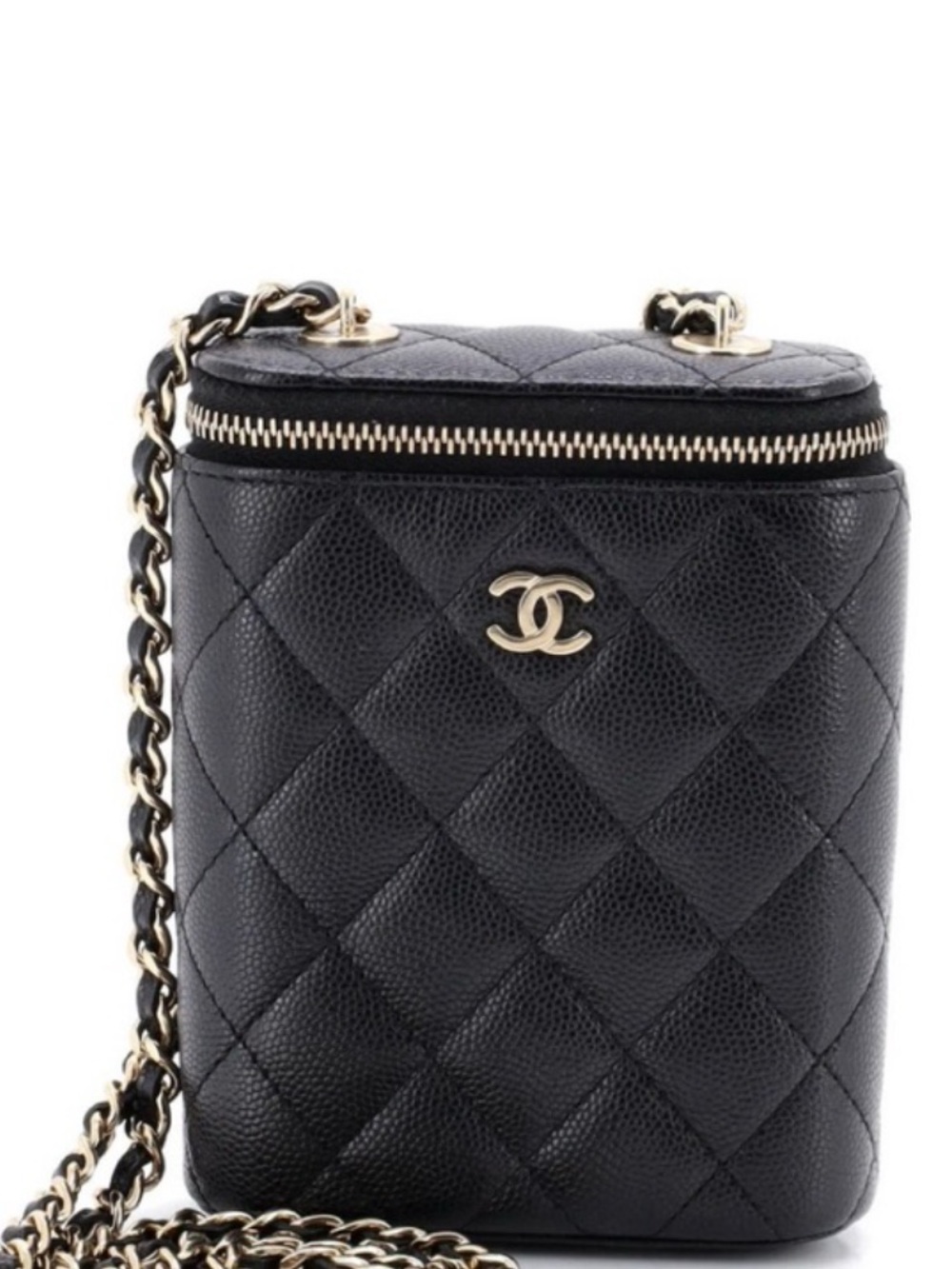 CHANEL Black Quilted Vanity Crossbody with Gold Hardware